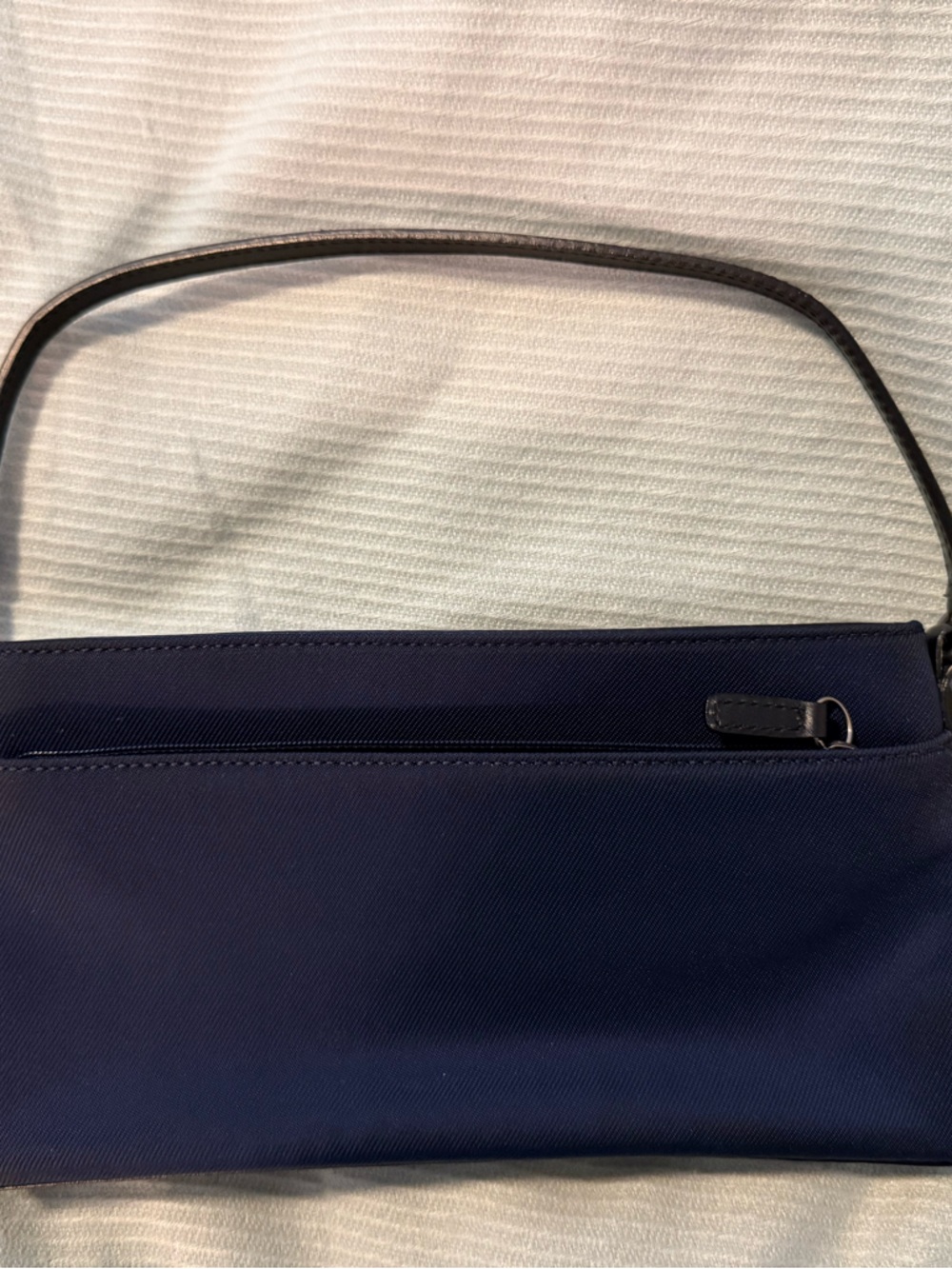 Navy Wristlet Clutch with Leather Strap (Some dark spots)